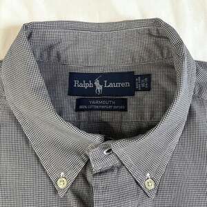 Vintage Ralph Lauren Yarmouth Oxford Shirt Men’s 16.5 34/35 Gray Micro Check
